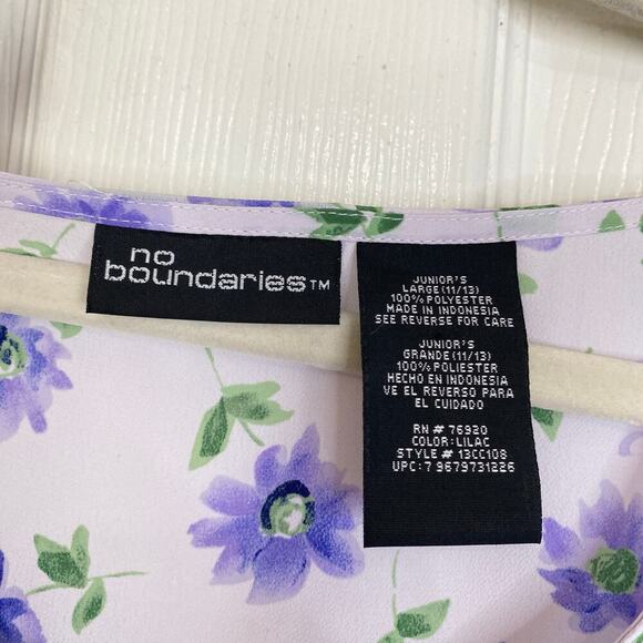 Vintage NO BOUNDARIES Y2K Floral Dress Purple Size Large - Picture 4 of 6